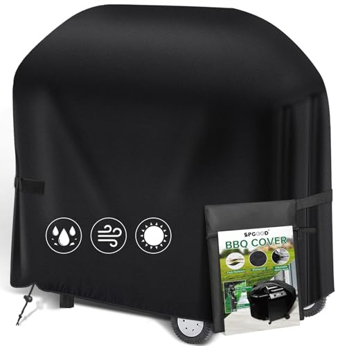 SPGOOD Grillabdeckung wetterfest 420D Oxford für Gasgrill(105x49x102cm) | Wasserdicht, staubdicht, reißfest,farbecht,klettverschlüsse und kordelzug,waschbar,als abdeckplane für gasgrills