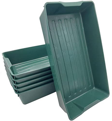 BURI 1-6x Profi Gärtnerbox Pflanzschale Pikierschale Grün 58x32x11cm Pflanzwanne Blumenkasten Anzuchtwanne eckig Saatschale - robust, wetterfest, frostfest