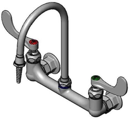 T&S Brass, BL-5725-01WH4, Lab Mixing Faucet, 8 Wall Mount,Swivel/
