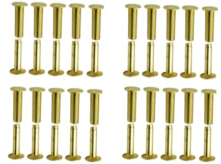 Generic 20-Piece Double Cap Tubular Chicago Rivets, Brass, Unfinished, One Size, Unthreaded, Coarse, Countersunk, H62, Rivet