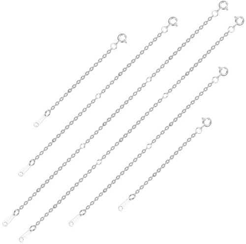 6uds Cadena Extensor de Collar, Extensores de Joyería de 3 Tamaños con Hebilla de Resorte Cadena de Extensión de Pulsera para Hacer Joyas Manualidades Collar Pulsera Tobillera(Plata)