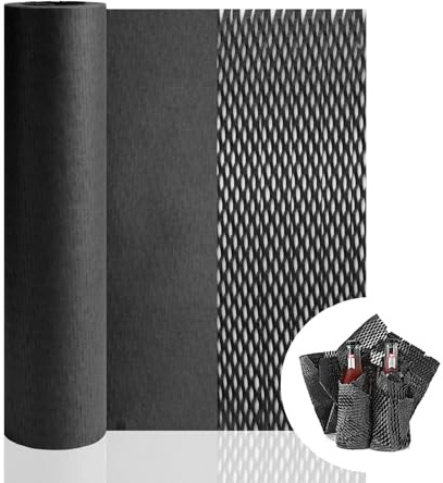 SKYPRO 1 x schwarzes Wabenverpackungspapier, umweltfreundliches Kissenverpackungspapier für Umzug, Versand, Verpackung, zerbrechliche Gegenstände (5 m x 30 cm)