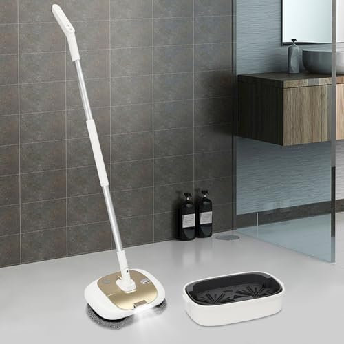 Kabellos Bodenwischer Nass Trockenmopps für Haushalt Elektrischer Wischmopp mit LED Licht und Sprayer