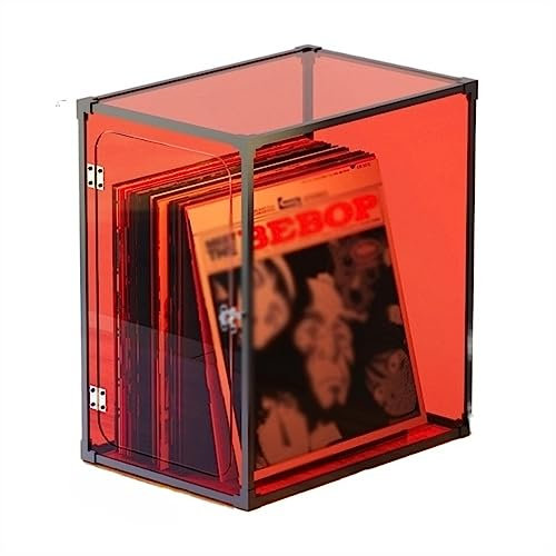 CD-hållare Förvaringslåda for vinylskivor, förvaringsväska for LP-skivor med ram av aluminiumlegering, organisk glasomslag for skivförvaringslåda, lätt att installera CD-lagringsställ(Red)