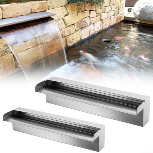 Fontana a cascata in acciaio inox, lama a cascata per laghetti, per giardini, piscine (30 cm)