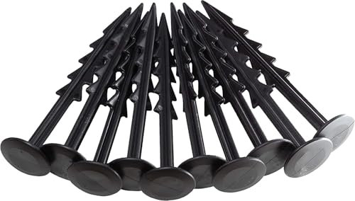 EarlyGrow MPL50114 Plastic Garden Pegs - UV Stabilised, BPA Free, Rot Proof - To Secure and Anchor Tarpaulin and Weed Fabric Netting - 15cm (200, Black)