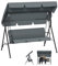 YRHome Anthrazit Hollywoodschaukel 3-Sitzer mit verstellbarem Sonnendach Gartenschaukel bis 200 kg Wetterfeste Schaukelbank mit Komfortkissen & Anti-Rutsch-Füßen Für Garten, Balkon 193x110x152cm