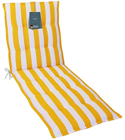 LILENO HOME Sonnenliege Auflage als [2er Set - Rollliege] in Blockstreifen Gelb - Gartenliegen Auflage perfekt für Strandliege - Polster Auflage für Gartenliege (188x60x5cm)