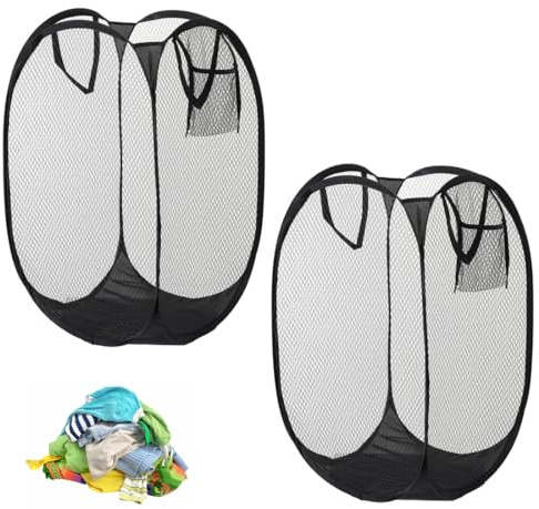 GXGM 2 Pezzi Pop up Laundry Hamper Portabiancheria Pieghevoli Cesto Portabiancheria Pieghevole Pop-up Mesh Pieghevole Cestino di Lavanderia per Riporre Vestiti Giocattoli