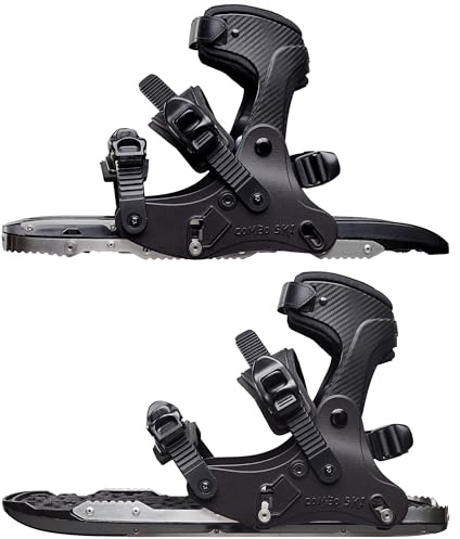 Combo Ski Raquettes à neige légères 2 en 1 - Pour homme et femme - Pointure 36-48 - Conviennent pour le ski, le traçage, l'escalade pour l'hiver sur la glace et la neige (noir de jet)
