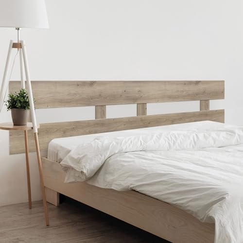 DHOME Testiera in Legno Riciclato MDF Orizzontale Stile Recinto per Letto con Pallet Ferramenta Inclusa (200cm Dual, Rovere)