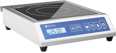 Royal Catering Placa De Inducción Portátil Para Cocinar RCIK-3500GP (Hasta 3500 W, De 60 a 240 °C, Temporizador, Capacidad máx. de 30 kg, Táctil, 28 cm)