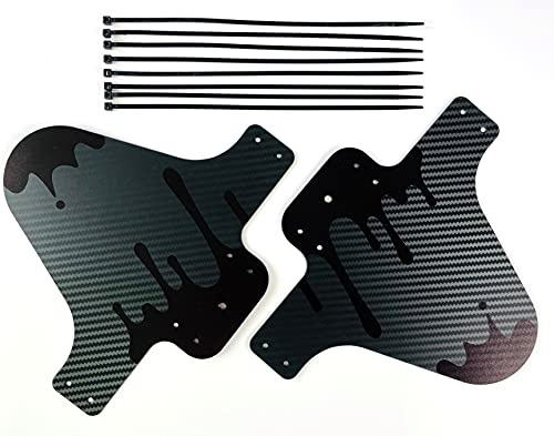 INION - 2 x Stück Mud Guard SCHWARZ Schutzblech Carbon Look Spritzschutz MTB Kotflügel für Vorne und Hinten inkl. 8X Kabelbinder