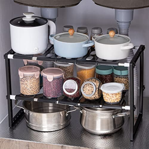 AMZWDMZ Estantería bajo Fregadero ​Extensible Organizador armarios Cocina Almacenaje bajo Fregadero Almacenamiento Expandible Ajustable para Cocina y Mueble de Baño