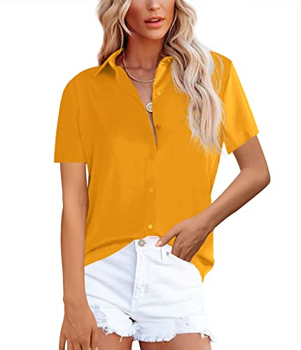 NONSAR Blusa elegante de manga larga para mujer, con cuello alto, blusa de oficina, blusa informal, M