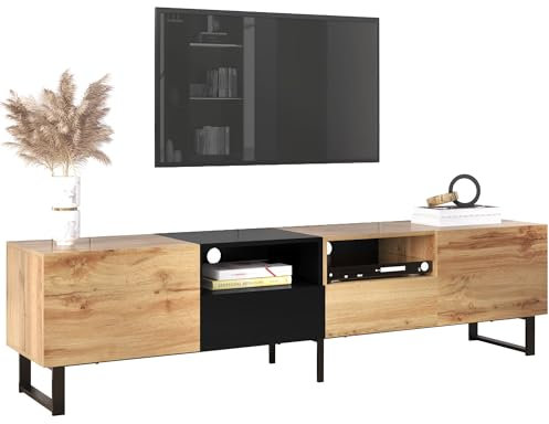 TV-Schrank Fernsehschrank für Unter 85-Zoll, Lowboard Fernsehtisch mit 2 Türen und Offenes Ablagefach, TV Sideboard mit Vielseitige Schubladenboards, Moderner TV Möbel, für Wohnzimmer und Esszimmer