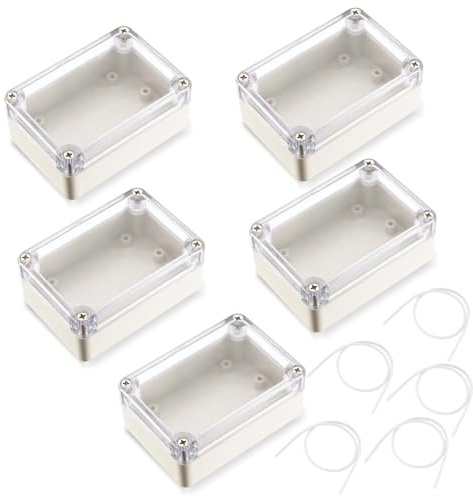 Boîte Étanche Rectangulaire 58 x 83 x 34 mm, Paquet de 5 Boite de Derivation, Boîtier en Plastique avec Couvercle Transparent, Boîtier de Projet Universel, Boîte de Jonction