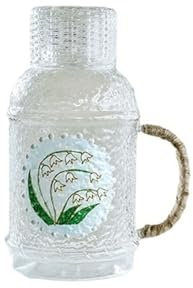 Lizhuzhuzs28 Fruchtsaft Krug 2200 ml Wasserkrug aus Glas, Karaffe mit Deckel, hitzebeständiger Glaskessel mit Einer Tasse for heißen, kalten Aufguss, Eistee, Saft Wasserkrug