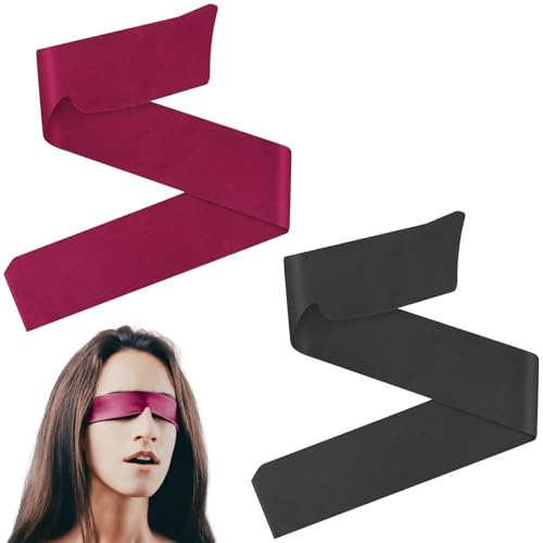 NISENTIA Augenmaske aus Satin, 2 Stück Augenbinde für Sex Augenklappe, 150×7cm Blindfold, Weiche Schlafmaske für Frauen, Männer, Erwachsene, Paare Nachtschlaf Reise Nickerchen Meditation