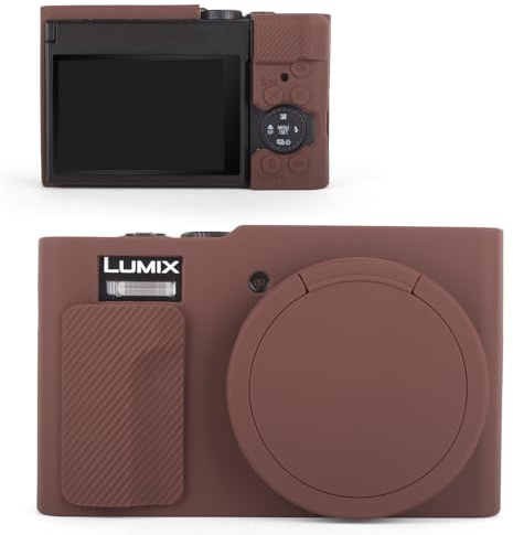 MUZIRI KINOKOO Silicone Case Compatible for Panasonic Lumix DC-TZ99/ZS99 Digital Camera - Soft Rubber DC-TZ99/ZS99 Protective Cover with Removable Lens Cover - Anti-Slip & Anti-Scratch -Coffee