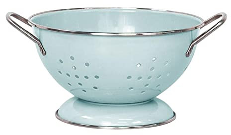 Enamel Coated Colander Strainer Bowl, Vintage Self Draining Fruit Dishes, Metal Dinnerware Set, Home Kitchen Decoration, Small Green