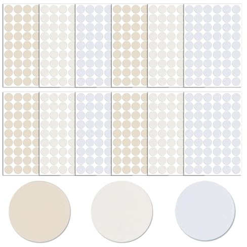 Oruola 648 Pcs White Screw Cover Stickers,Self-Adhesive Screw Hole Covers, Screws Cover Stickers Ø 21 mm for Furniture, Cabinets & Shelves, 3 Colors