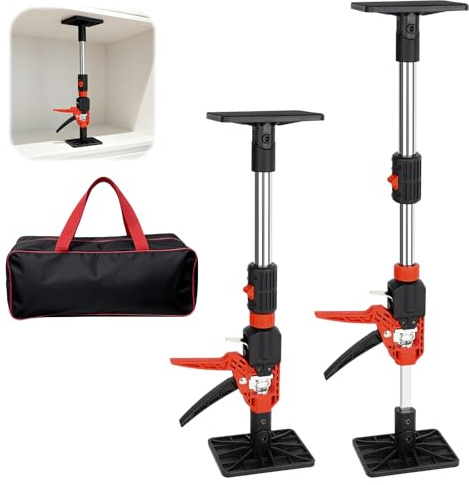 2Pcs Acrow Props, Telescopic Support Rod Capacity 150 kg, 30° Angle Adjustable Furniture Lifter Jacks, Jack Stands Plasterboard Lifter Tool 50-93 cm(21.7 - 36.6), for Cabinets, Ceilings, Wall Panels