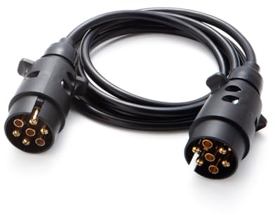 Feuunly 1,8M Rallonge Remorque 7 Broches, Norme ISO 1724, Prise Remorque 7 Broches Male a Male, Câble Cuivre Pur, pour Véhicules Européens Remorque Yacht Porte-Vélos 12V/24V