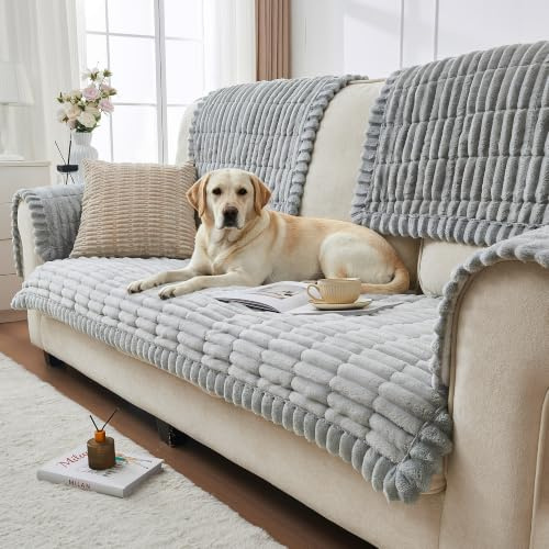 beeweed Thick Non-slip Sofa Cover for 2 3 4 Seater (Light Grey, 70x150cm)
