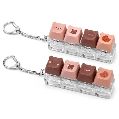 Borealyn 2PCS Cute Bear Keyboard Keychain, Funny Clicky Keyboard Clicker