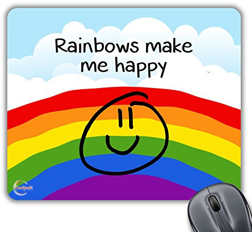 Coralgraph Inc CP025 Rainbows Make Me Happy Novelty Gift Printed PC Laptop Computer Mouse Mat Pad