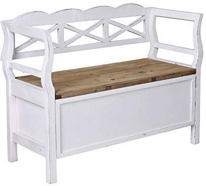 Unbekannt Truhenbank „Villa Ophelie“ – Shabby Chic Sitzbank Holz | Bank mit Stauraum | Vintage Landhausstil mxa043 Palazzo Exklusiv