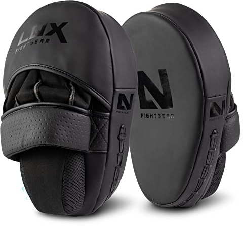 LNX Handpratzen Ultimatte Focus Pads - matt schwarz gekrümmt ideal für professionelles Pratzen Training Boxen MMA usw.