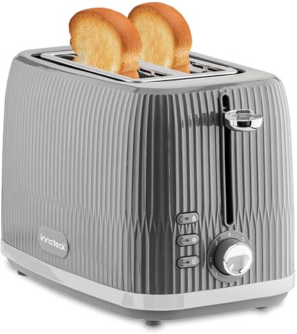 Innoteck 2 Slice Toaster - 7 browning controls Including Defrost, Reheat & Cancel Functions - Making the Toast Quickly & Evenly - Grey