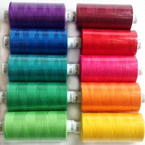GCS LONDON - Filo da cucito Moon - 10 bobine di filo in poliestere per cucito, 914,4 m, 120 m (rosso), multiuso per cucito, overlock, trapuntatura, 910 m, ogni scatola da 10 rocchetti