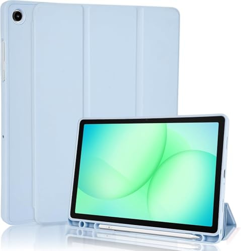 Hülle Kompatibel mit Samsung Galaxy Tab A11+ Plus 11 Zoll 2025 / Tab A9+ Plus 2023 Hülle mit Stifthalter, Trifold Ständer Schutzhülle, Auto Schlafen/Wachen, Hellblau