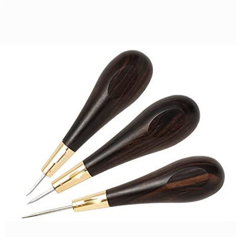 Punteruolo for cucitura in pelle, punteruolo for cucitura in pelle di seconda generazione a forma di diamante, legno nero di ebano e ottone, strumento artigianale, punteruolo for cucire a mano, cucitr