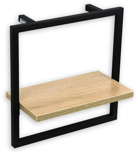 holz4home® Wandregal Small Schwarz gerahmt I 30x15x30 cm I Hochwertiges MDF & Metall I inkl. Befestigungen aus Stahl für Schweberegal Industrial Flair
