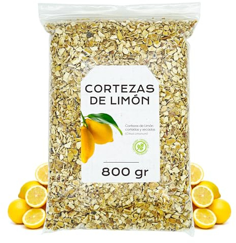 Cortezas de Limón Infusión 800g - Cáscaras de Limón | Aroma Cítrico Intenso y Sabor Fresco y Natural, Ideal para Infusiones, Repostería y Aportar un Toque Especial a tus Recetas