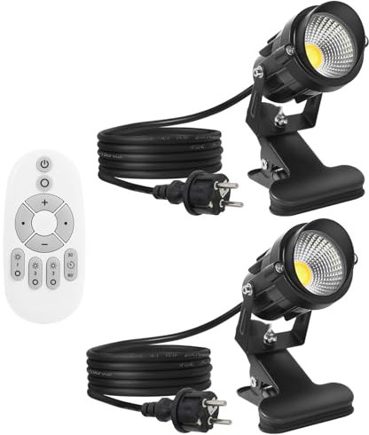 Monsing 7W LED Strahler 3 Farbtemperaturen mit Clip 2m Kabel mit Stecker Led Garten Beleuchtung Gartenleuchte Gartenstrahler Rasenstrahler IP65 Wasserdicht für Outdoor Hof Rasen (3 Farben)
