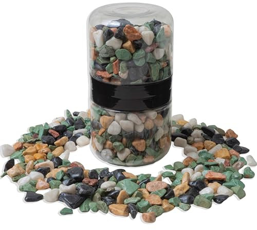 IPEA Piedras decorativas de colores para jardín, macetas, acuarios – 1 kg – Piedras de colores mixtos con tamaño 10/12 mm – Cuencos pequeños de exterior para decoración, patio, manualidades – Piedras