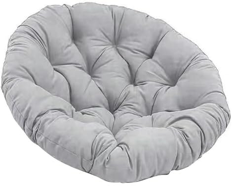 Gepolstertes Bodenkissen für Drehstuhl, runder Sessel, Innen- und Außenbereich, Polyrattan, Gartensessel, Grau, 60 x 60 cm