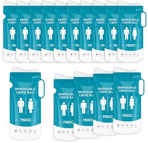 MXTIMWAN 15 Pezzi Sacche per Urina, 750ML Sacchetti Vomito da Viaggio, WC Portatile Adulti, Orinatoio Portatile Donna uomo, Sacchetti per Urina da Viaggio per il Campeggio, Gli Ingorghi Stradali
