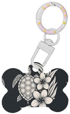 Hundemarke, Schildkröten-Druck, Knochenform, Haustier-ID-Tags, Acryl-Erkennungsmarken mit Ring für Hunde und Katzen, Anhänger