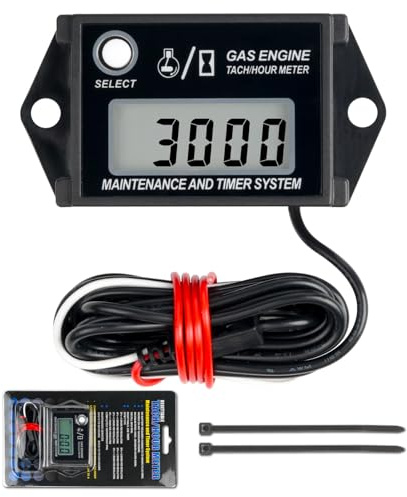 Jayron Digital Timmeter varvräknare, underhållspåminnelse, återställbart jobb, återkallande max varvtal, vattentät för alla bensinmotorer ZTR gräsklippare generator utombordare ATV motorcykel