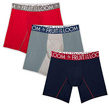 Fruit of the Loom boxershorts för män, fukttransporterande underkläder, flerpack retroshorts (3-pack), Olika färger kan variera, S
