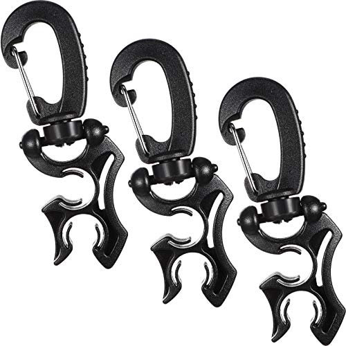 Weewooday Pieces Diving Hose Holder Clip Scuba Accessories Diving Double BCD Hose Clip with Snap Hook Buckle for Snorkeling Accessories(3,Black)
