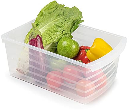 Portapacchi multiuso in plastica da 12 l, per cucina, congelatore, frigorifero, cassetto Danubio, senza BPA, riutilizzabile, vassoio scorrevole per verdure (38 x 25 x 16 cm)
