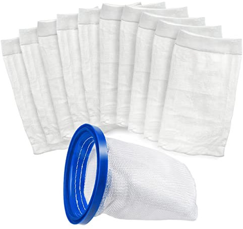 Bolsa de Filtro Reutilizable para aspiradora de Piscina con Paquete de 10 Bolsas de Filtro de Malla Ultrafina para Pool Blaster Water Tech MAX y Catfish Ultra Pool Vacuum Sand & Silt Cleaner Filter