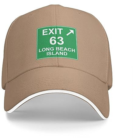 VIDOJI Baseballmütze Klassisch lässig Long Beach Island Exit Sign Übergröße Kappen Sonnenschutzhüte Sportkappen Herren Damenhüte von ausgezeichneter Qualität